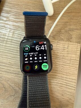 Apple Watch SE 44mm with Black Case and Dark Gray Nylon Band